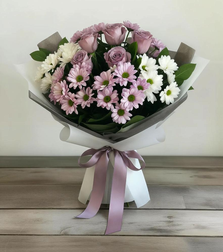 Букет цветов из: Хризантемы и Розы в Донском Ставропольского края