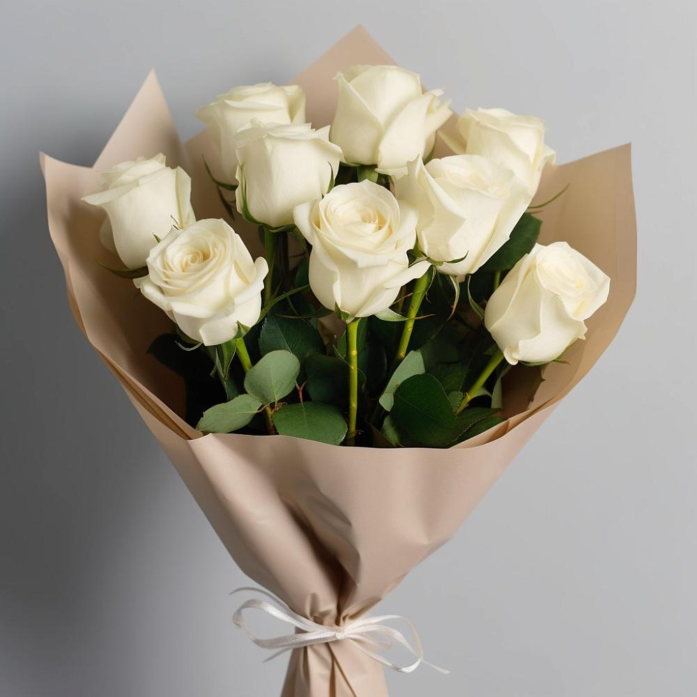 Букет 9 Белых роз Эдлесс Лав в Донском Ставропольского края