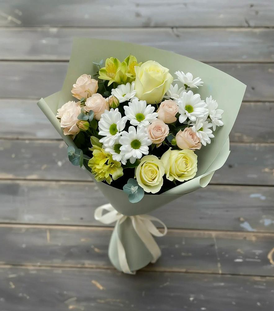 Букет цветов из: Альстромерии, Розы и Хризантемы в Донском Ставропольского края