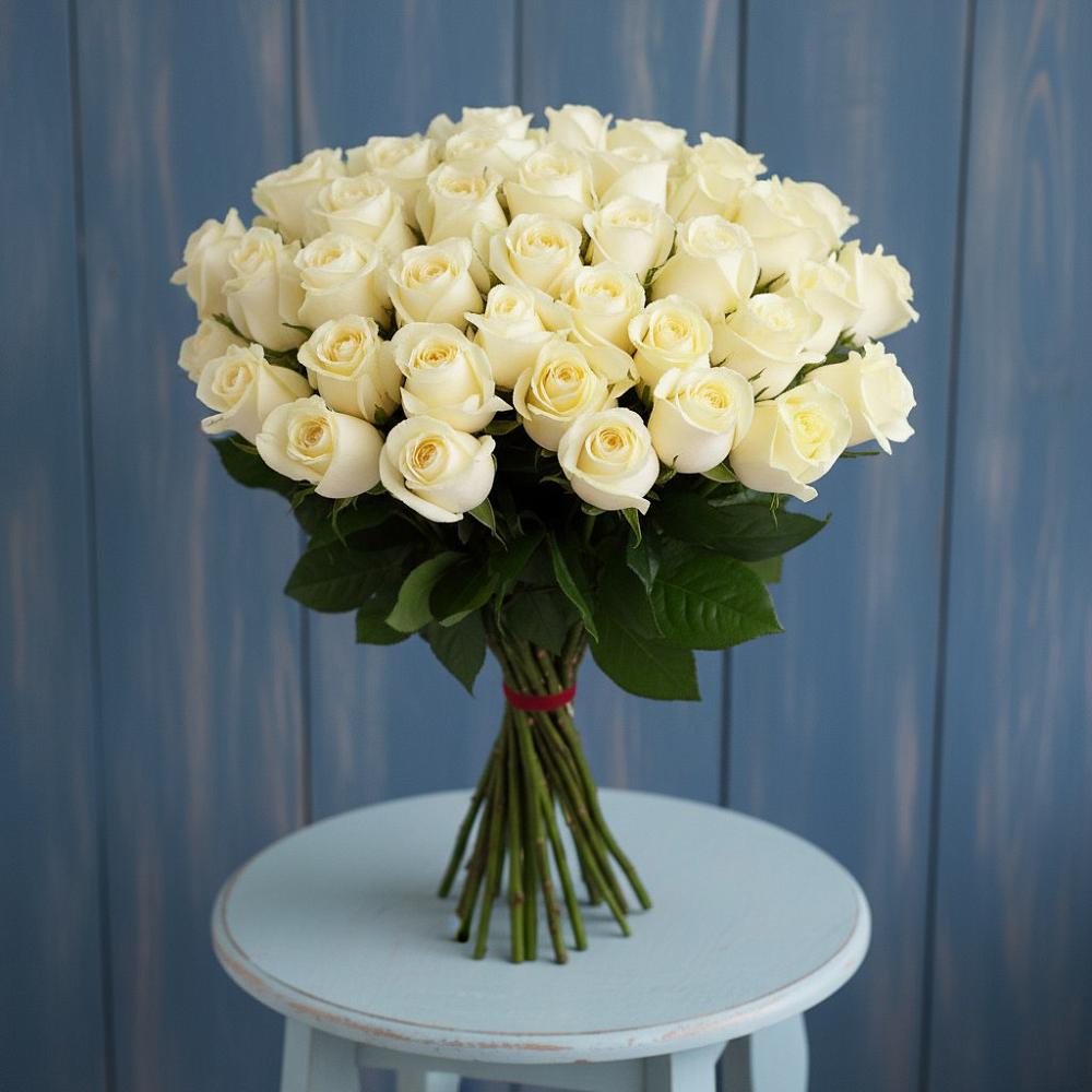 Букет 51 Белая роза Эдлесс Лав в Донском Ставропольского края