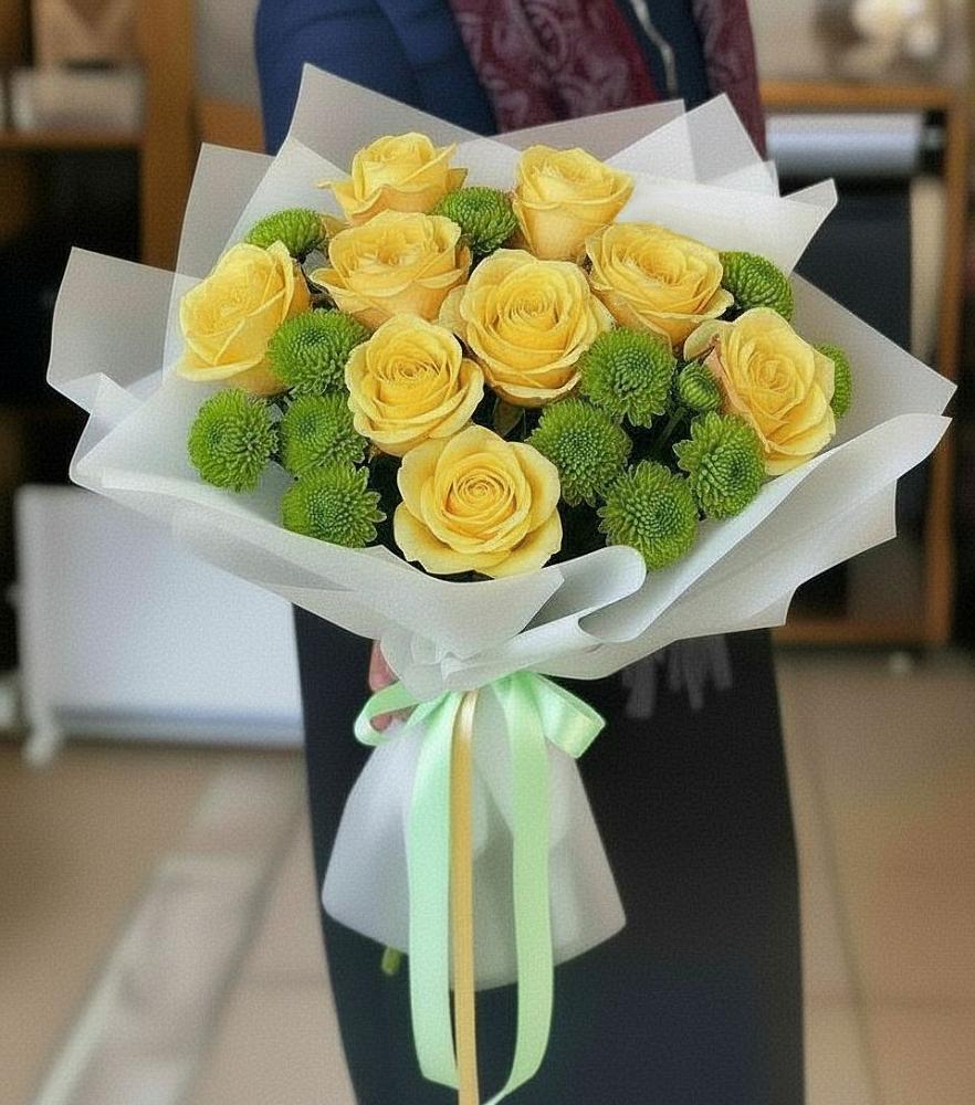 Букет цветов из: Хризантемы и Розы в Донском Ставропольского края