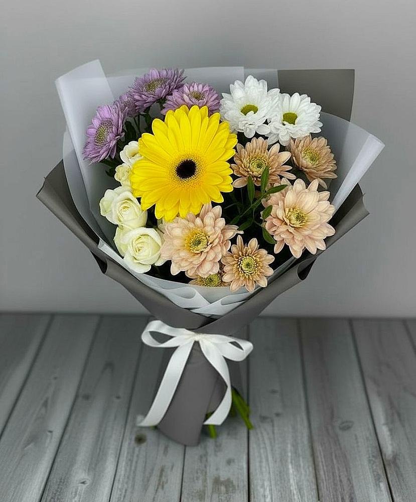 Букет цветов из: Розы, Герберы и Хризантемы в Донском Ставропольского края