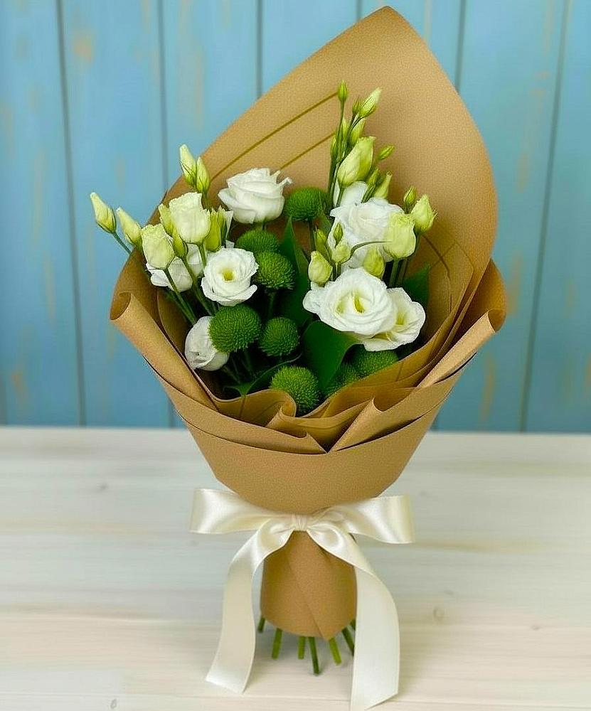 Букет цветов из: Хризантемы и Лизиантусы в Донском Ставропольского края