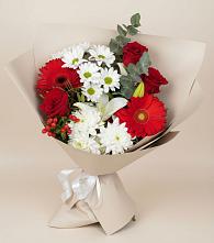 Букет цветов из:  Розы, Хризантемы, Герберы и Лилии в Донском Ставропольского края