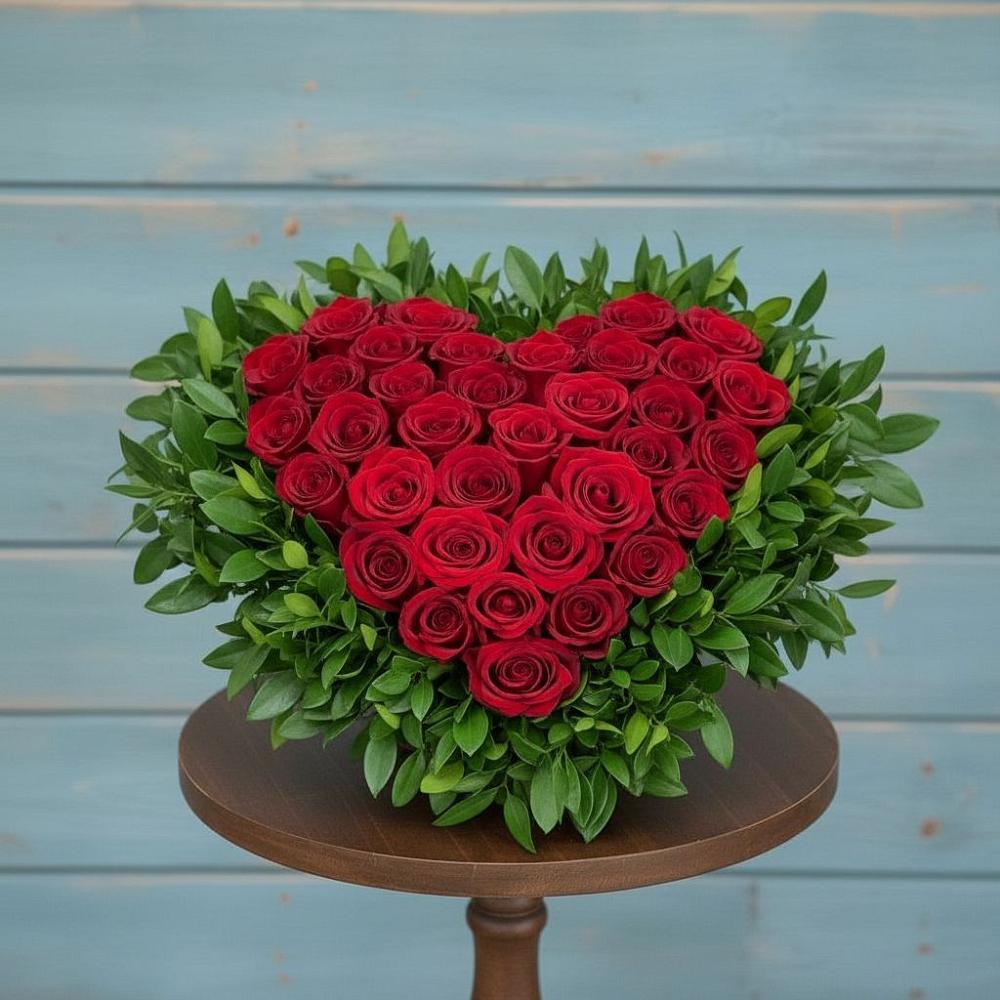 Цветочная композиция из Розы в виде сердца в Донском Ставропольского края