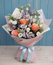 Букет цветов из:  Лизиантусы, Розы, Альстромерии и Гипсофила #REPLACE_PRED# Донском Ставропольского края