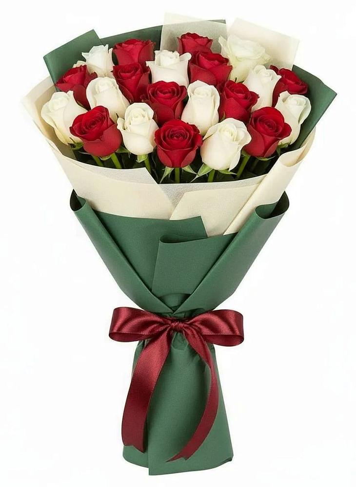 Букет Микс из красных и белых роз в Донском Ставропольского края