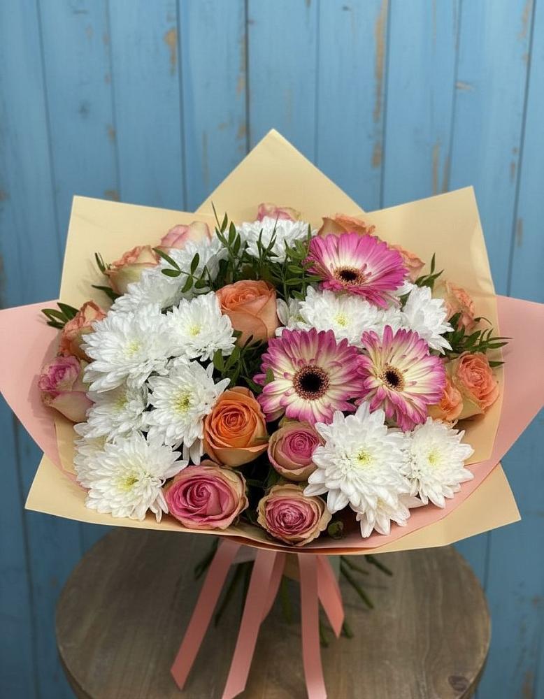 Букет цветов из: Розы, Герберы и Хризантемы в Донском Ставропольского края