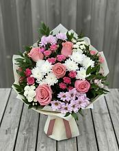 Букет цветов из:  Альстромерии, Гвоздики, Розы и Хризантемы #REPLACE_PRED# Донском Ставропольского края