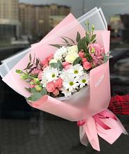 Букет цветов из:  Розы, Лизиантусы и Хризантемы в Донском Ставропольского края