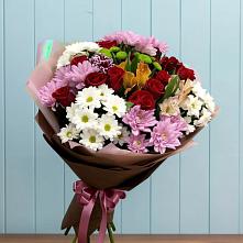 Букет цветов из:  Розы, Хризантемы и Альстромерии в Донском Ставропольского края