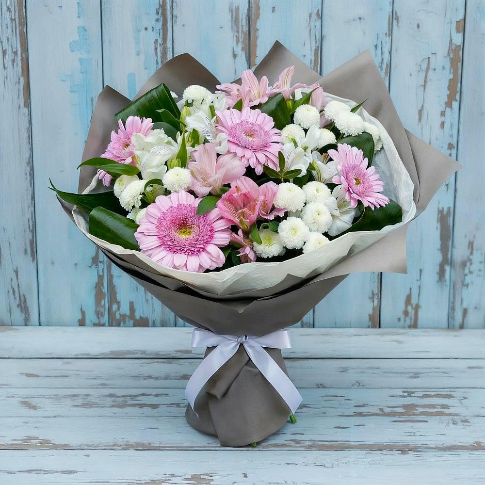 Букет цветов из: Герберы, Альстромерии и Хризантемы в Донском Ставропольского края