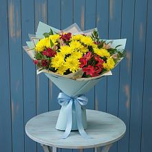 Букет цветов из:  Альстромерии и Хризантемы в Донском Ставропольского края